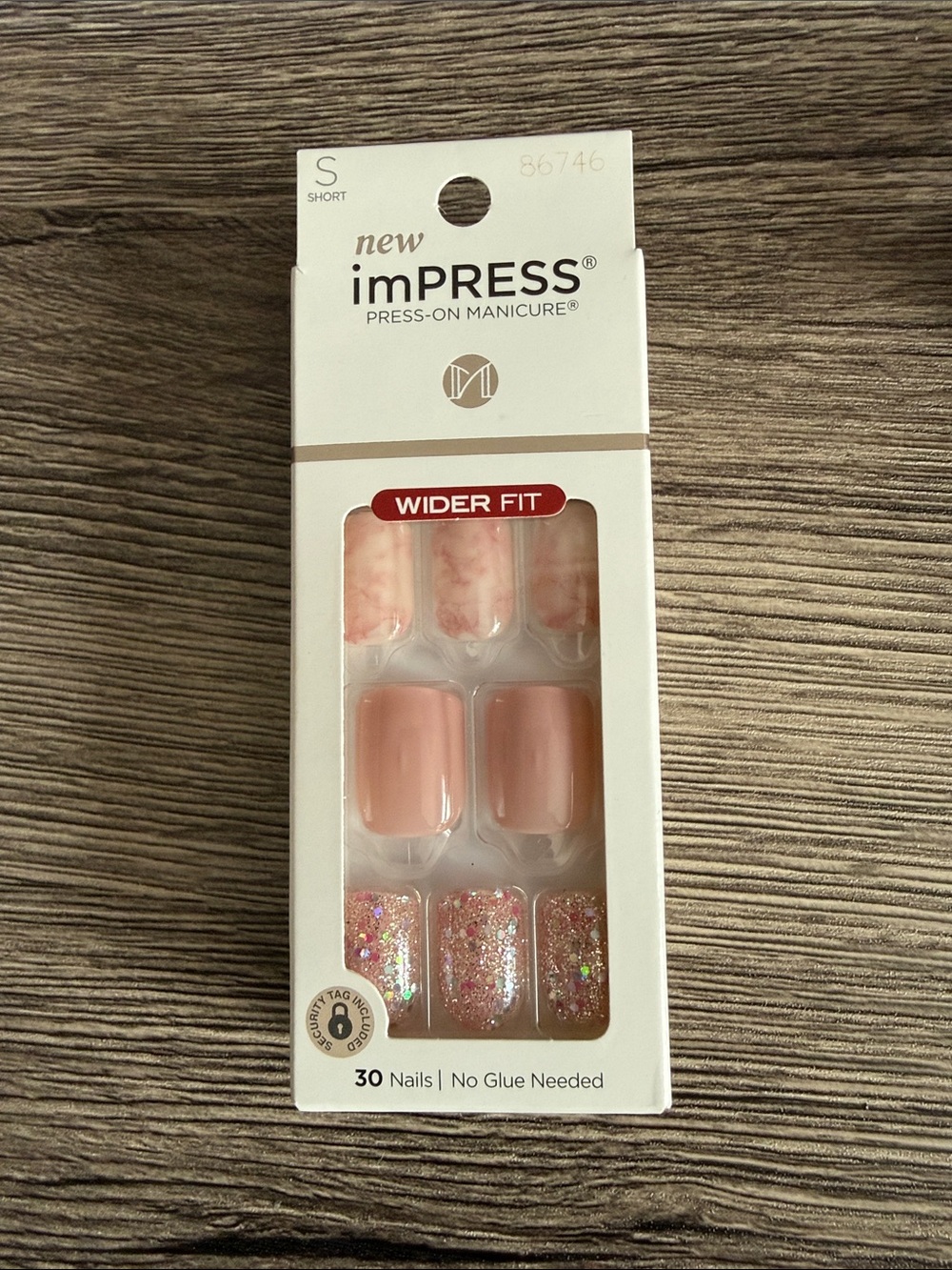 (2/$10😀) NWT WIDE size imPRESS Pink Marble, Blush & Glitter Press-On Nails